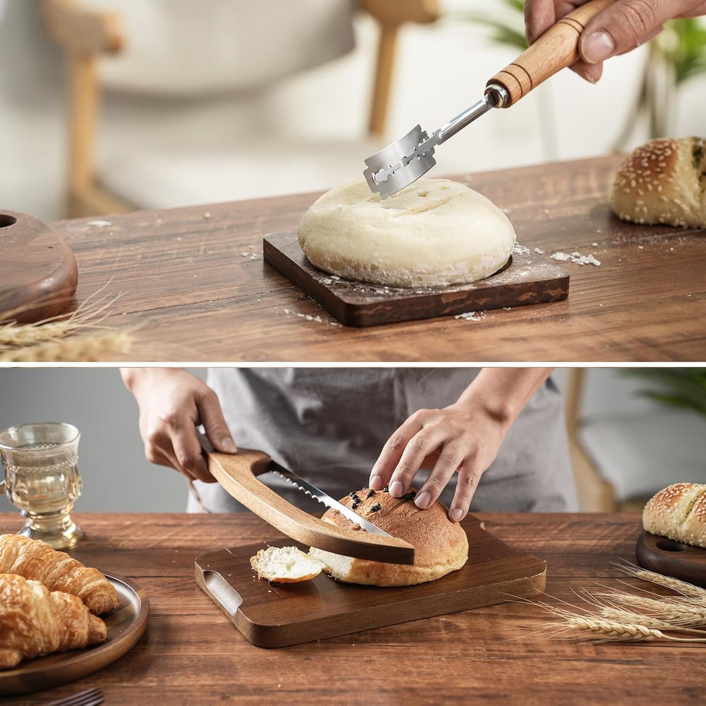10 Pcs Bread Knife Set, Sourdough Bread Slicer for Homemade Bread, 15.6inch Bread Bow Knife, Fiddle Bow Design Easy to Cutting, Used for Homemade Bread, Bagels, Baguettes