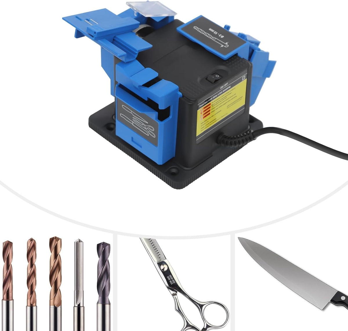 Electric Drill Bit Sharpener 110V Multifunction Electric Sharpening Machine,Knife, Chisel,Scissor Sharpening Tool Applicable Drill Sizes 3mm-13mm/0.12-0.51inch Multitask Sharpening Machine