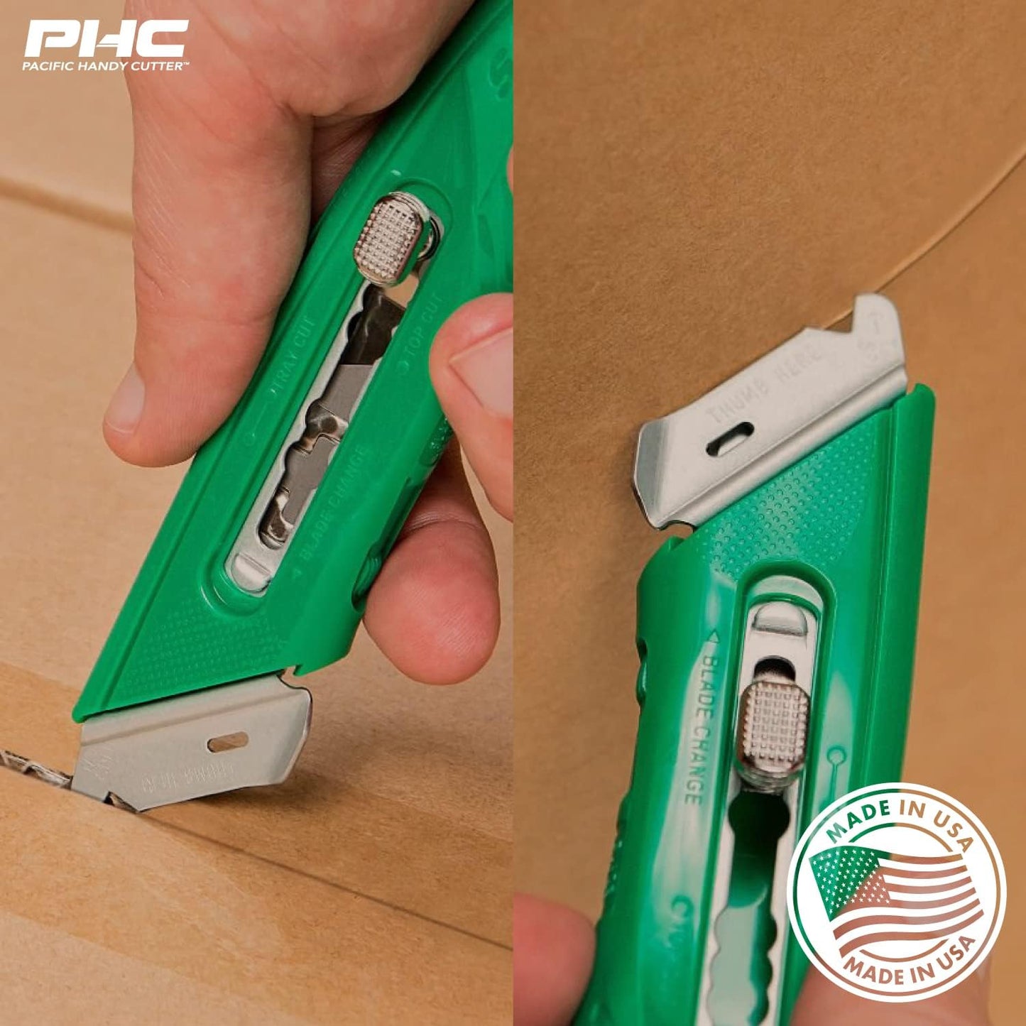 S4SL (New E21204-2) Self-Retracting Safety Cutter Fixed Metal Guard for Damage Protection, Retractable Utility Knife with Bladeless Tape Splitter, for Warehouse & In-Store Cutting