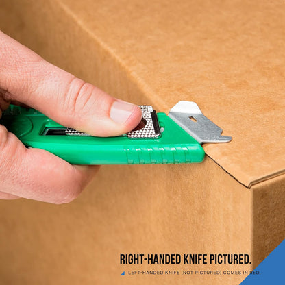 S4SL (New E21204-2) Self-Retracting Safety Cutter Fixed Metal Guard for Damage Protection, Retractable Utility Knife with Bladeless Tape Splitter, for Warehouse & In-Store Cutting