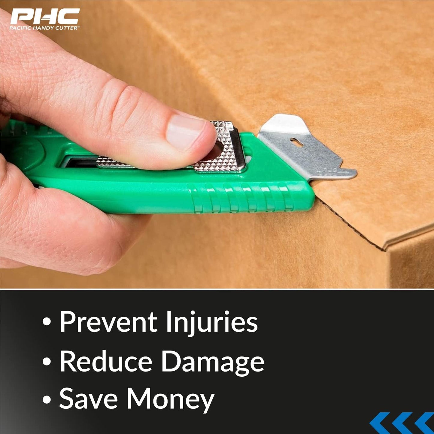 S4SL (New E21204-2) Self-Retracting Safety Cutter Fixed Metal Guard for Damage Protection, Retractable Utility Knife with Bladeless Tape Splitter, for Warehouse & In-Store Cutting