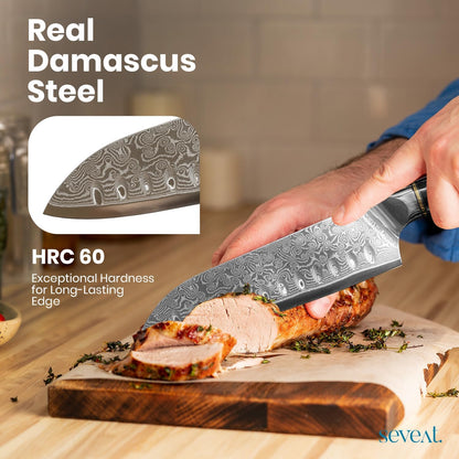 Damascus Kitchen Knife | 67-Layer Damascus Steel | 13” Professional Chef Knife | Ergonomic Wood & Resin Handle | Gift Box Included (Blue, 1 Piece)