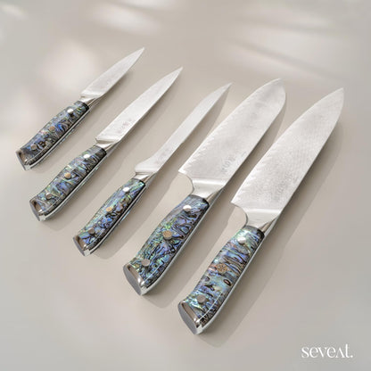 Damascus Kitchen Knife | 67-Layer Damascus Steel | 13” Professional Chef Knife | Ergonomic Wood & Resin Handle | Gift Box Included (Blue, 1 Piece)