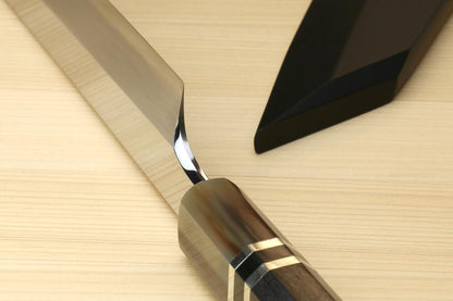 Yoshihiro Ginsan Mirror Polished Stain Resistant Steel Yanagi Kiritsuke Sushi Sashimi Japanese Knife (10.5"(270mm), Triple Ring Ebony Handle)
