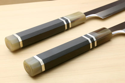 Yoshihiro Ginsan Mirror Polished Stain Resistant Steel Yanagi Kiritsuke Sushi Sashimi Japanese Knife (10.5"(270mm), Triple Ring Ebony Handle)