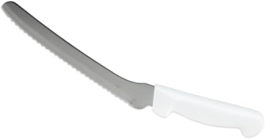 8" High Carbon Steel Scalloped Edge Sandwich Knife with White Color Handle- Serrated Offset Knife for Sandwich Bread Cutter Ideal for Slicing Sandwich Bread Bagels Cake