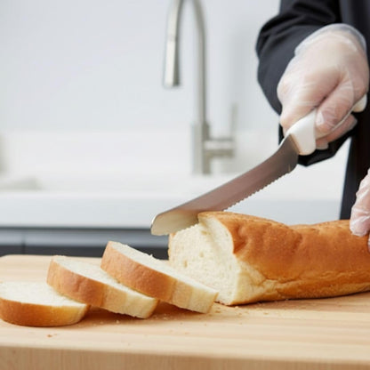 8" High Carbon Steel Scalloped Edge Sandwich Knife with White Color Handle- Serrated Offset Knife for Sandwich Bread Cutter Ideal for Slicing Sandwich Bread Bagels Cake