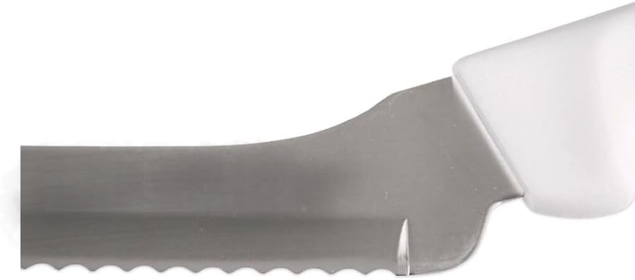 8" High Carbon Steel Scalloped Edge Sandwich Knife with White Color Handle- Serrated Offset Knife for Sandwich Bread Cutter Ideal for Slicing Sandwich Bread Bagels Cake