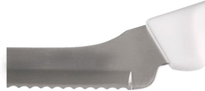 8" High Carbon Steel Scalloped Edge Sandwich Knife with White Color Handle- Serrated Offset Knife for Sandwich Bread Cutter Ideal for Slicing Sandwich Bread Bagels Cake