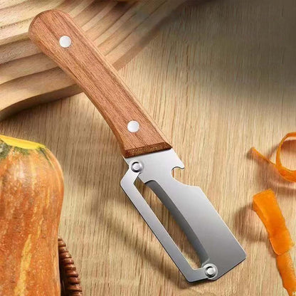 2PCS Vegetable Peeler, Multifunctional Vegetable Peeler, with Wooden Handle and Bottle Opener, Stainless Steel Blade Kitchen Tool for Fruit Vegetable, Pumpkin, Radish, Apple