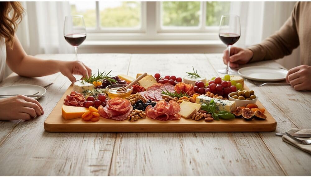 Extra-Large Wood Cutting Board, Reversible Chopping Board for Kitchen Meal Prep and Serving, Charcuterie Board, 14.17-Inch x 20.08-Inch, Bamboo