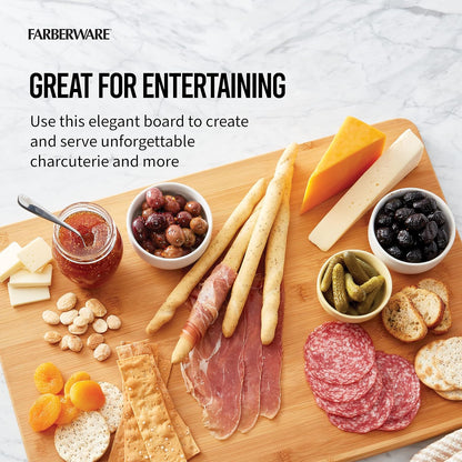 Extra-Large Wood Cutting Board, Reversible Chopping Board for Kitchen Meal Prep and Serving, Charcuterie Board, 14.17-Inch x 20.08-Inch, Bamboo
