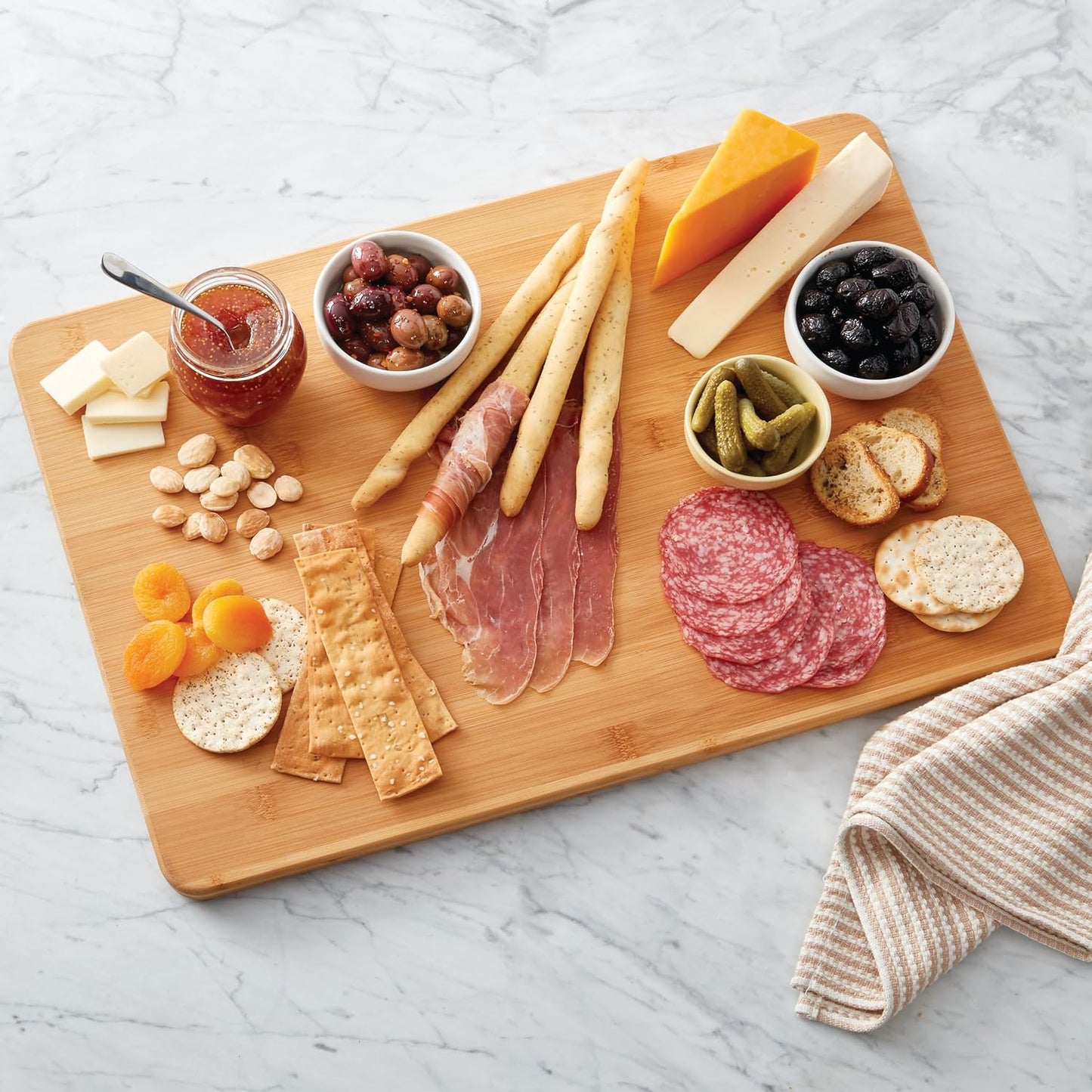 Extra-Large Wood Cutting Board, Reversible Chopping Board for Kitchen Meal Prep and Serving, Charcuterie Board, 14.17-Inch x 20.08-Inch, Bamboo