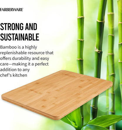 Extra-Large Wood Cutting Board, Reversible Chopping Board for Kitchen Meal Prep and Serving, Charcuterie Board, 14.17-Inch x 20.08-Inch, Bamboo