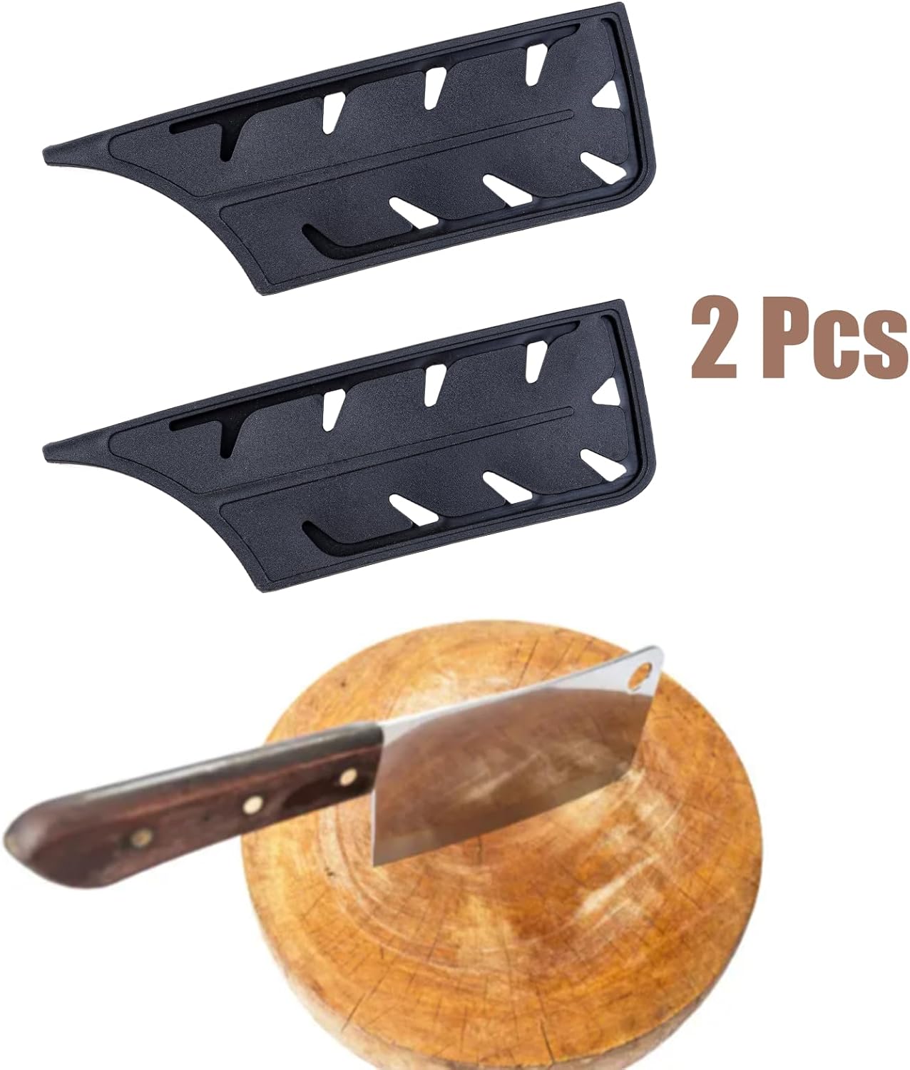 2 Pack PP Plastic Knife Cover Sleeves for 7" Nakiri Knife, Safety Edge Guard Protector, Universal Fit Kitchen Knife Sheath (Black)