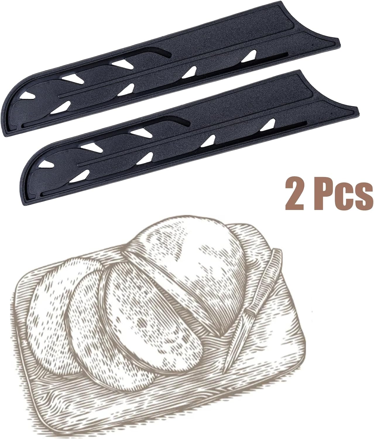 2 Pack PP Plastic Knife Cover Sleeves for 7" Nakiri Knife, Safety Edge Guard Protector, Universal Fit Kitchen Knife Sheath (Black)