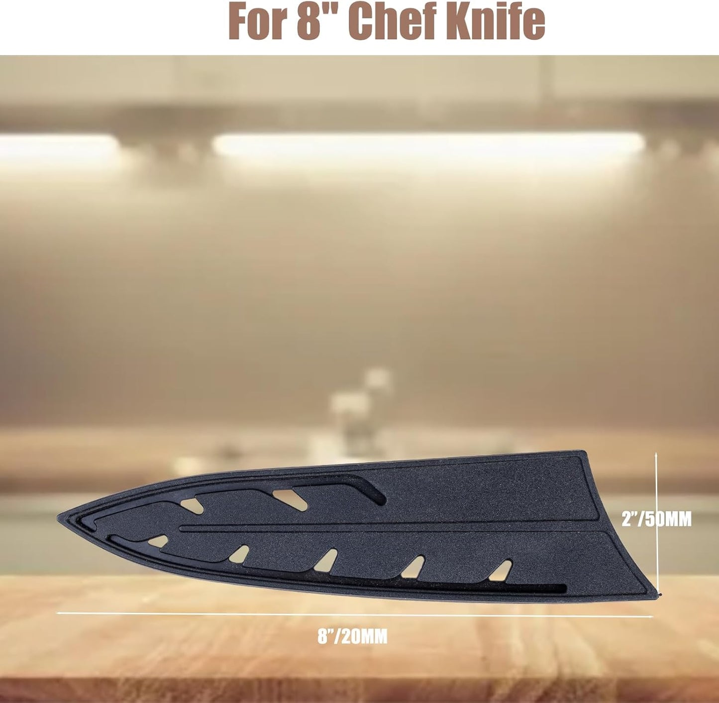2 Pack PP Plastic Knife Cover Sleeves for 7" Nakiri Knife, Safety Edge Guard Protector, Universal Fit Kitchen Knife Sheath (Black)