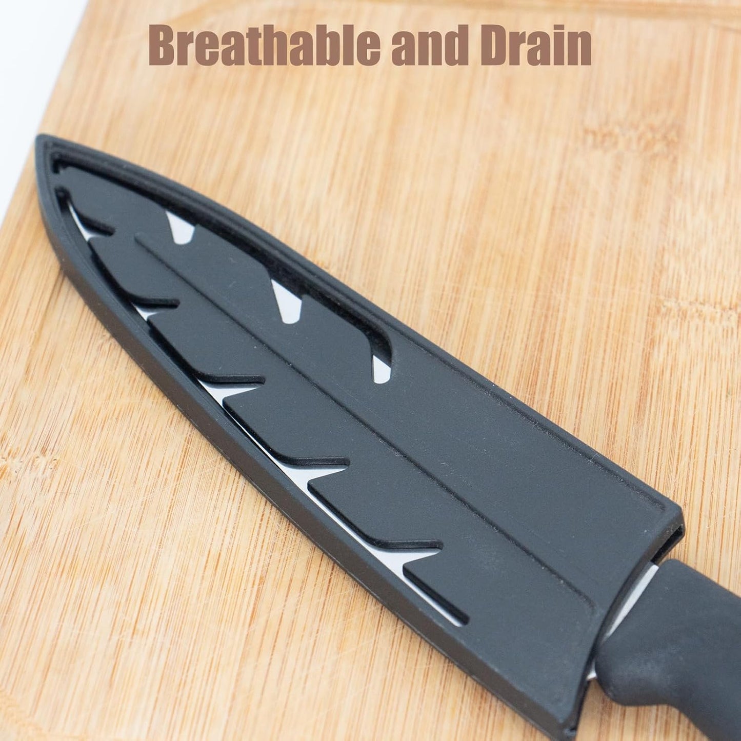 2 Pack PP Plastic Knife Cover Sleeves for 7" Nakiri Knife, Safety Edge Guard Protector, Universal Fit Kitchen Knife Sheath (Black)