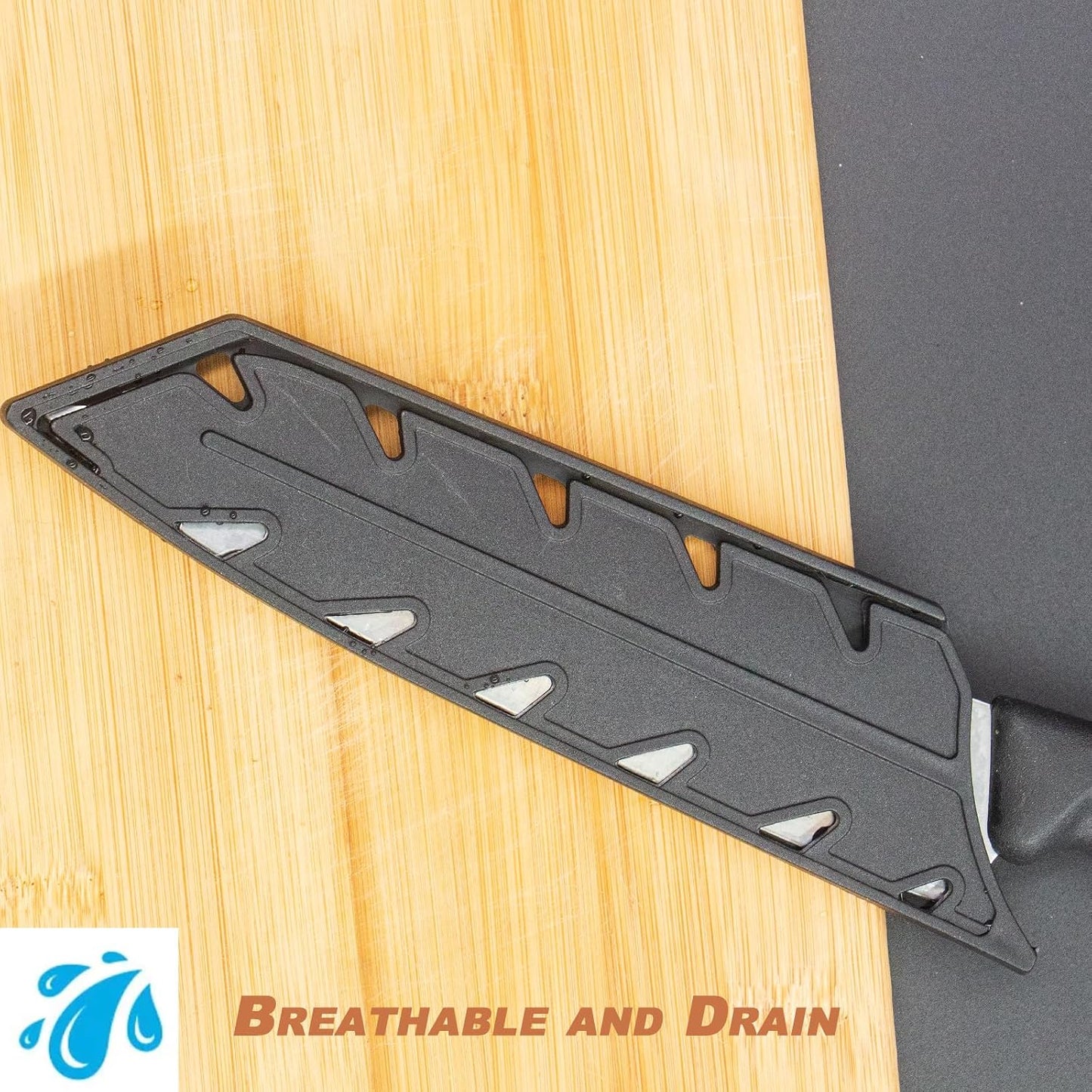 2 Pack PP Plastic Knife Cover Sleeves for 7" Nakiri Knife, Safety Edge Guard Protector, Universal Fit Kitchen Knife Sheath (Black)
