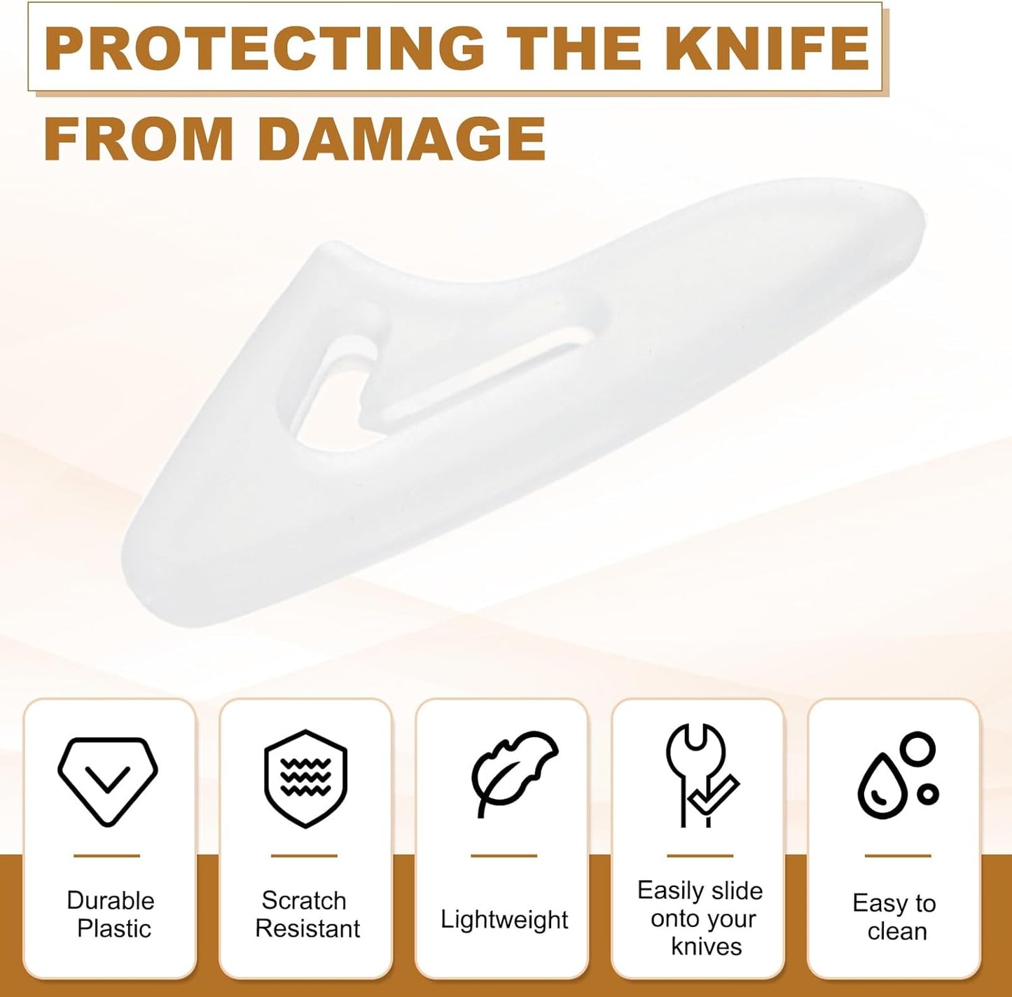 100Pcs Knife Tip Protector Cover, 0.43" x 1.14" Plastic Blade Tip Guards for Kitchen Knife Tip Protection Sleeves, White