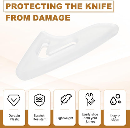 100Pcs Knife Tip Protector Cover, 0.43" x 1.14" Plastic Blade Tip Guards for Kitchen Knife Tip Protection Sleeves, White