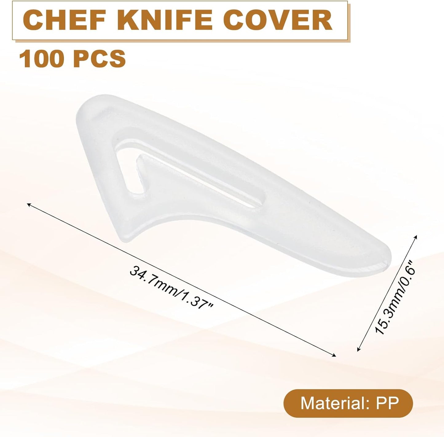 100Pcs Knife Tip Protector Cover, 0.43" x 1.14" Plastic Blade Tip Guards for Kitchen Knife Tip Protection Sleeves, White