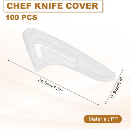100Pcs Knife Tip Protector Cover, 0.43" x 1.14" Plastic Blade Tip Guards for Kitchen Knife Tip Protection Sleeves, White