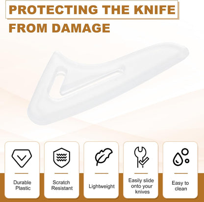 100Pcs Knife Tip Protector Cover, 0.43" x 1.14" Plastic Blade Tip Guards for Kitchen Knife Tip Protection Sleeves, White