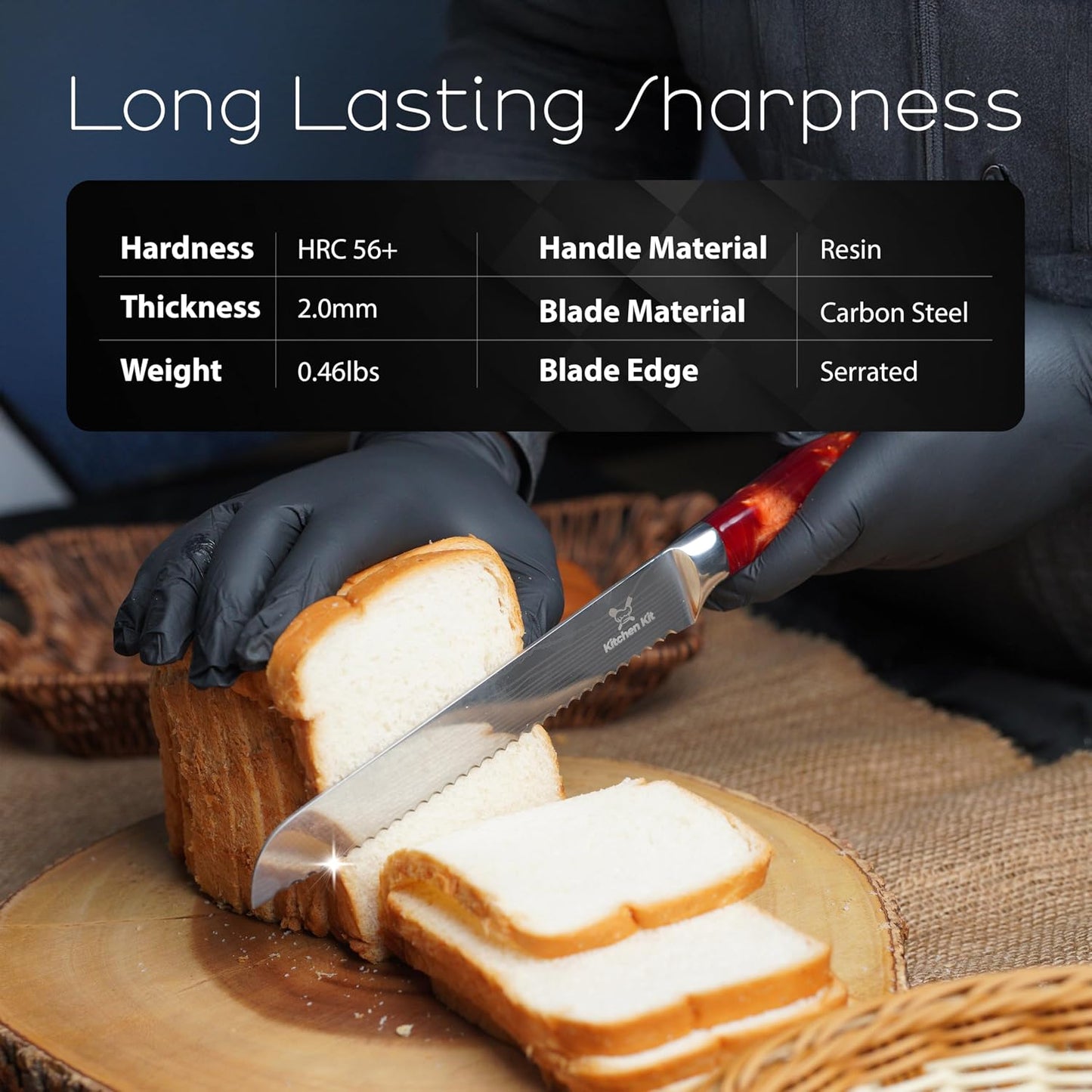 Bread Knife for Homemade Bread Sourdough – Damascus Style Serrated Bread Knife 10 Inch - Ultra Sharp Cuchillo para Pan for Cakes, Bagels & Artisan Loaves