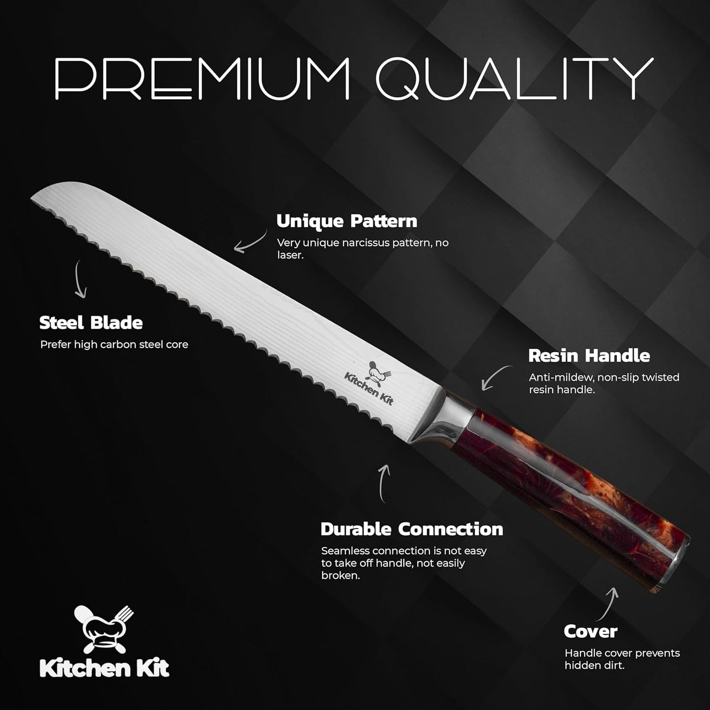 Bread Knife for Homemade Bread Sourdough – Damascus Style Serrated Bread Knife 10 Inch - Ultra Sharp Cuchillo para Pan for Cakes, Bagels & Artisan Loaves