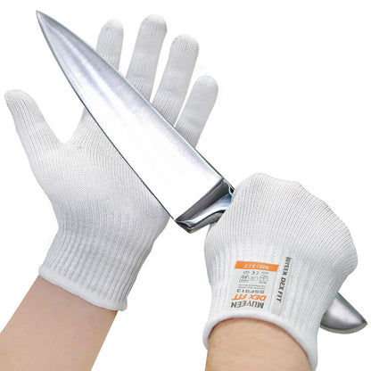 SSF913 Steel Fiber Level 9 Cut Resistant Gloves, Food Prep Safe, Comfort and Dexterity, Lightweight yet Durable, Machine Washable; White S (7) 1 Pair