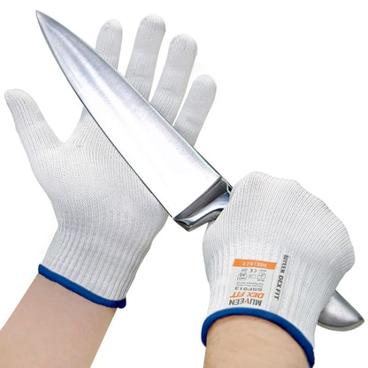 SSF913 Steel Fiber Level 9 Cut Resistant Gloves, Food Prep Safe, Comfort and Dexterity, Lightweight yet Durable, Machine Washable; White S (7) 1 Pair