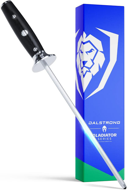 Honing Rod - 10 inch - Gladiator Series Elite - HC Stainless Steel - G10 Garolite Handle - Kitchen Knife Sharpener Chef Knife Polish Gift- Professional Honing Steel- NSF Certified