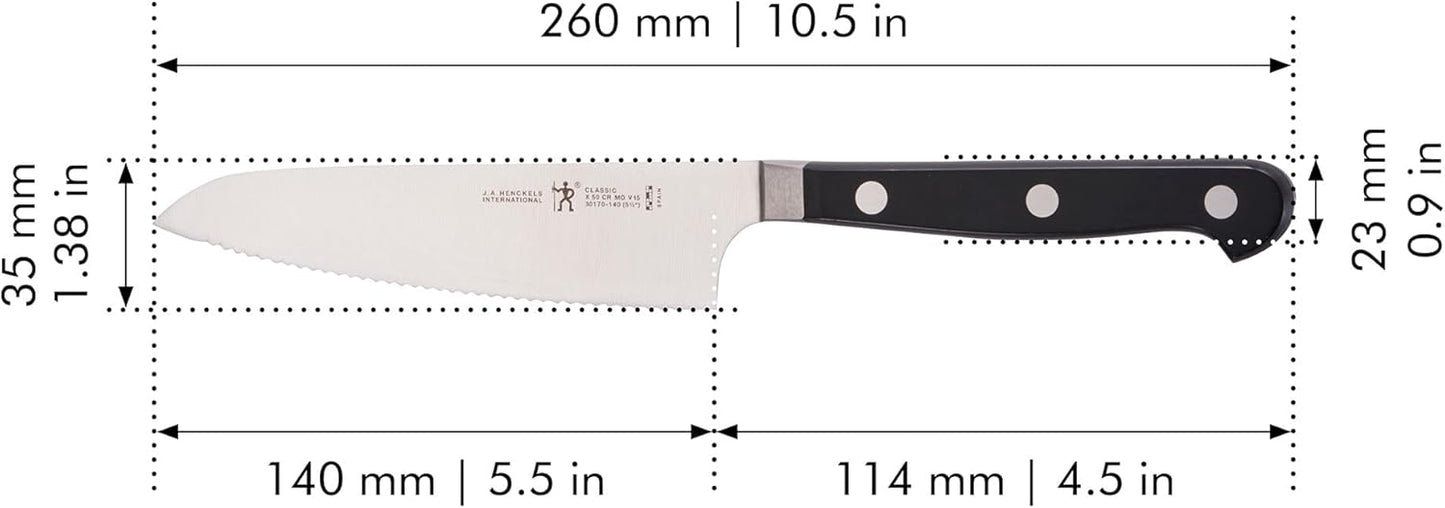 Classic Razor-Sharp Christopher Kimball Edition 5.5-inch Serrated Prep Knife, German Engineered Informed by 100+ Years of Mastery, Stainless Steel