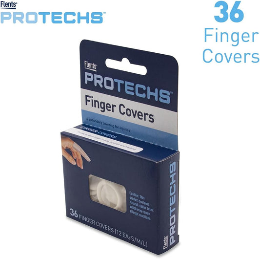 First Aid Finger Cots, Protect Finger During Healing, Cover Cuts & Injuries, Durable & Comfortable Barrier Gloves for Wound Care and Hygiene, Disposable, Latex, 36 Count