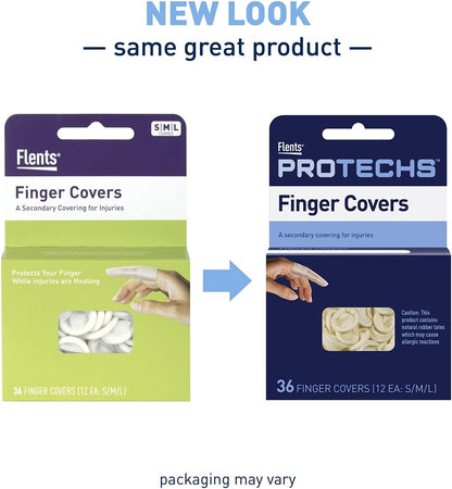 First Aid Finger Cots, Protect Finger During Healing, Cover Cuts & Injuries, Durable & Comfortable Barrier Gloves for Wound Care and Hygiene, Disposable, Latex, 36 Count