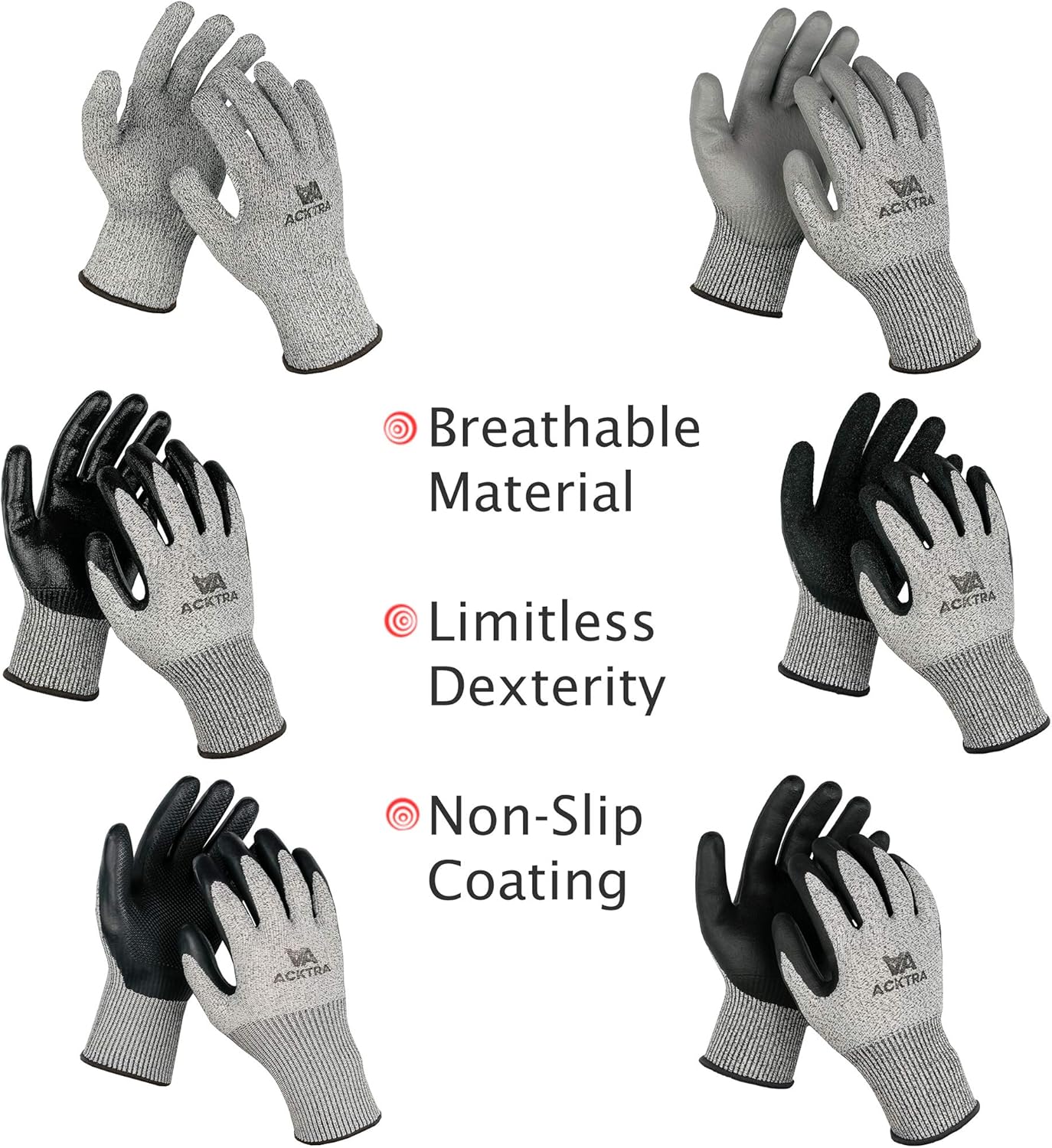 Level 5 Cut Resistant Safety WORK GLOVES, 12 pairs
