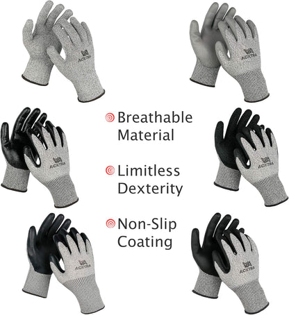 Level 5 Cut Resistant Safety WORK GLOVES, 12 pairs