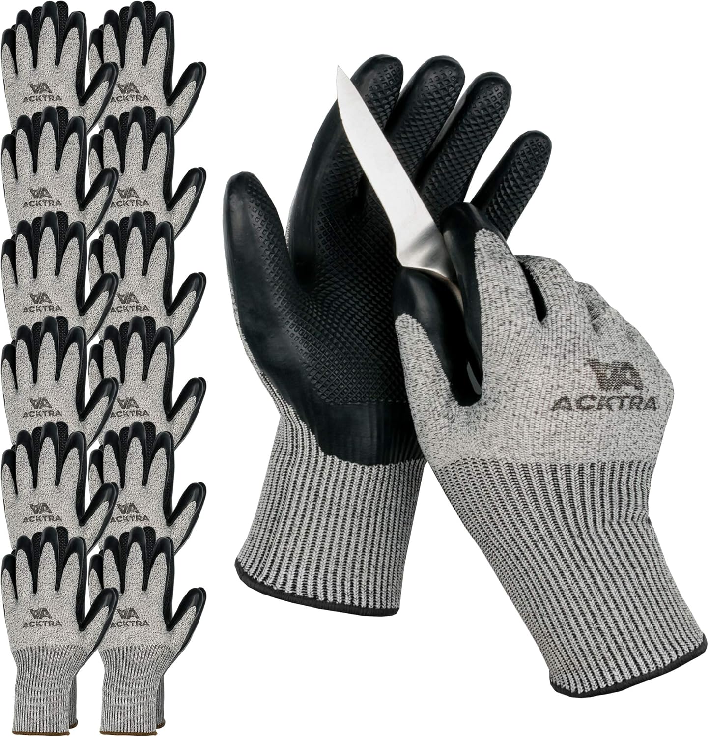 Level 5 Cut Resistant Safety WORK GLOVES, 12 pairs