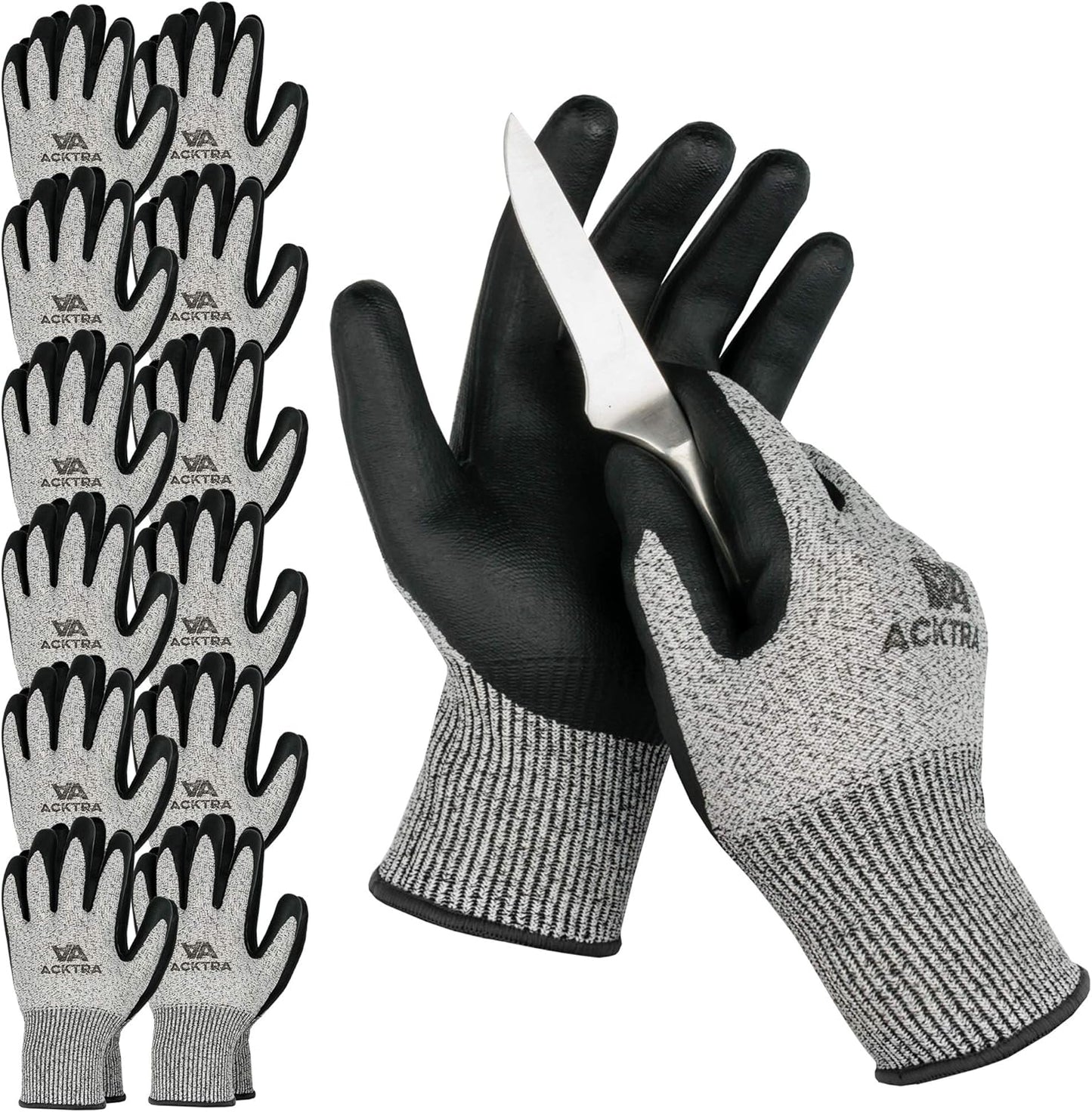 Level 5 Cut Resistant Safety WORK GLOVES, 12 pairs