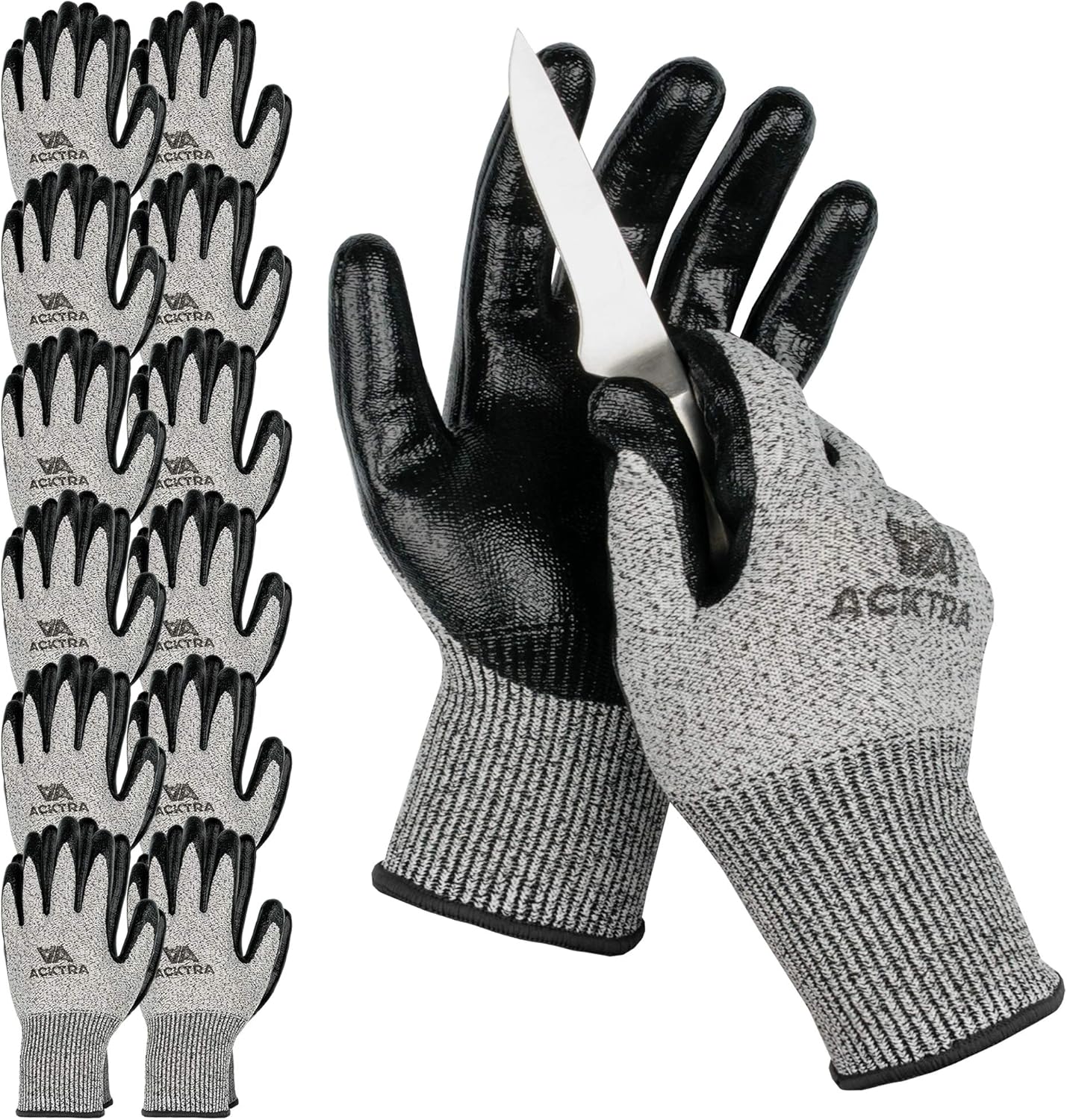 Level 5 Cut Resistant Safety WORK GLOVES, 12 pairs