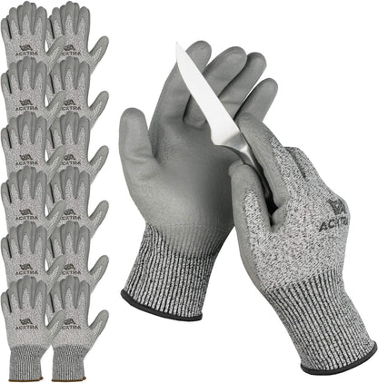 Level 5 Cut Resistant Safety WORK GLOVES, 12 pairs