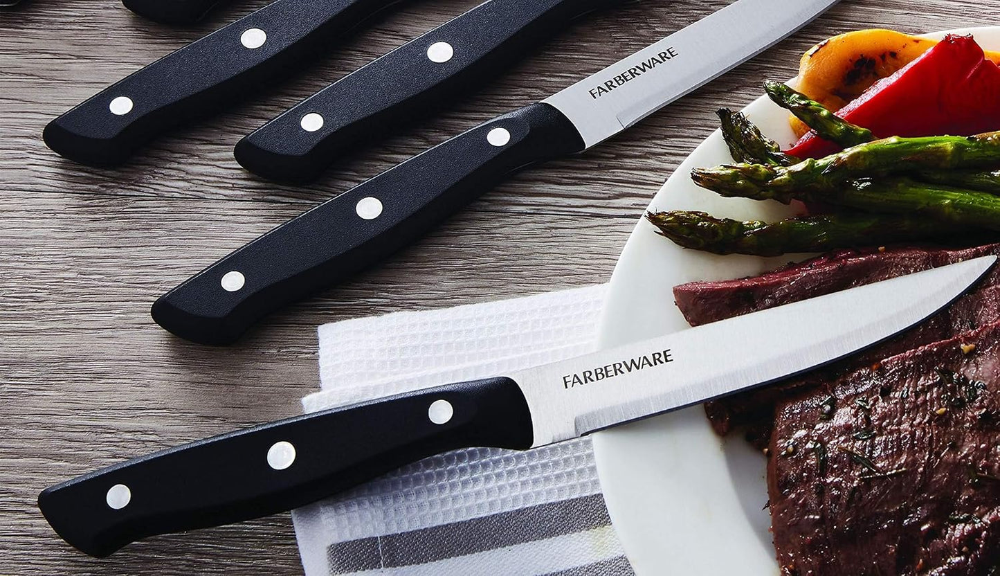 4-Piece Steak Knife Set, 4.5 Inch High-Carbon Stainless Steel Blades with Triple Rivet Handles - Sharp Steak Knives for Everyday Dining