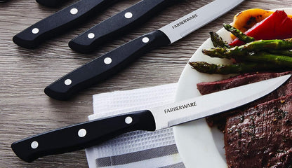 4-Piece Steak Knife Set, 4.5 Inch High-Carbon Stainless Steel Blades with Triple Rivet Handles - Sharp Steak Knives for Everyday Dining