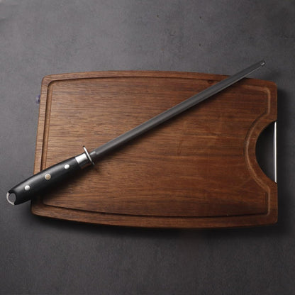 12 Inch Black Honing Rod, Sharpening Steel for Kitchen Knives Craftsman Selection Series Handle Design Knife Sharpener