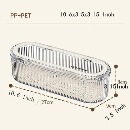Silverware Organizer with Lid and Drainer, Covered Utensil Tray for Kitchen Drawer and Countertop, Clear Plastic Cutlery and Flatware Storage Box for Spoons Forks Knives Holder Case