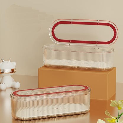 Silverware Organizer with Lid and Drainer, Covered Utensil Tray for Kitchen Drawer and Countertop, Clear Plastic Cutlery and Flatware Storage Box for Spoons Forks Knives Holder Case
