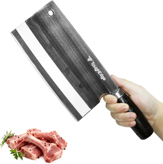 Meat Cleaver Knife, forged 8.07" Bone Chopper, 6mm Thick Blade, All-in-One Chop & Slice Knife with Wenge Wood Handle for Home Kitchen & BBQ