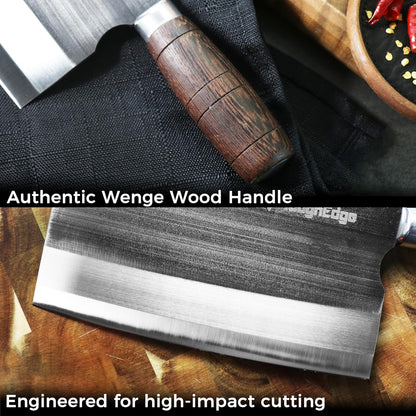 Meat Cleaver Knife, forged 8.07" Bone Chopper, 6mm Thick Blade, All-in-One Chop & Slice Knife with Wenge Wood Handle for Home Kitchen & BBQ