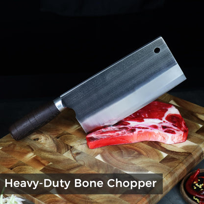 Meat Cleaver Knife, forged 8.07" Bone Chopper, 6mm Thick Blade, All-in-One Chop & Slice Knife with Wenge Wood Handle for Home Kitchen & BBQ
